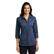 Ladies 3/4 Sleeve Micro Tattersall Easy Care Shirt